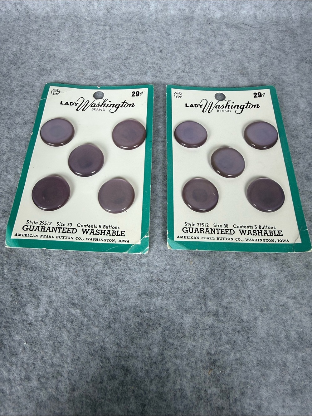 Lady Washington Purple Vintage Button Cards - Set of 2